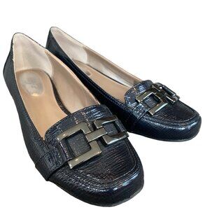 Alfani Step-n-Flex Slip on Loafers Size 7 Dark Blue Patent Leather Dress Shoes